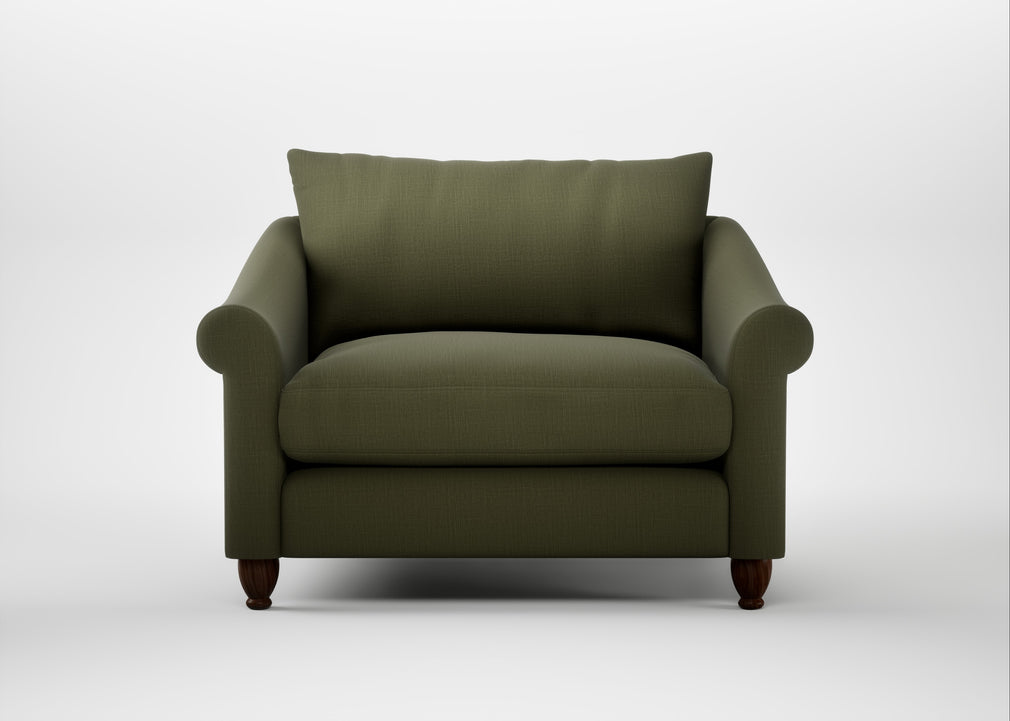 Devon Loveseat Smart Cotton Linen Myrtle / Walnut Stained