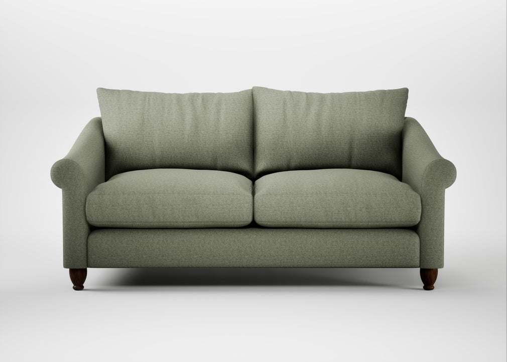 Devon 3 Seater Sofa Capelo Linen-Cotton Sage / Walnut Stained