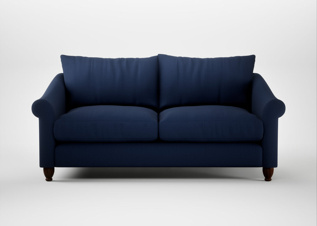 Devon 3 Seater Sofa Smart Cotton Linen Indigo / Walnut Stained