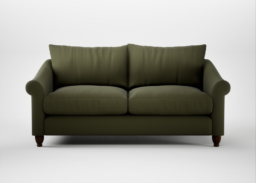 Devon 3 Seater Sofa Smart Cotton Linen Myrtle / Walnut Stained