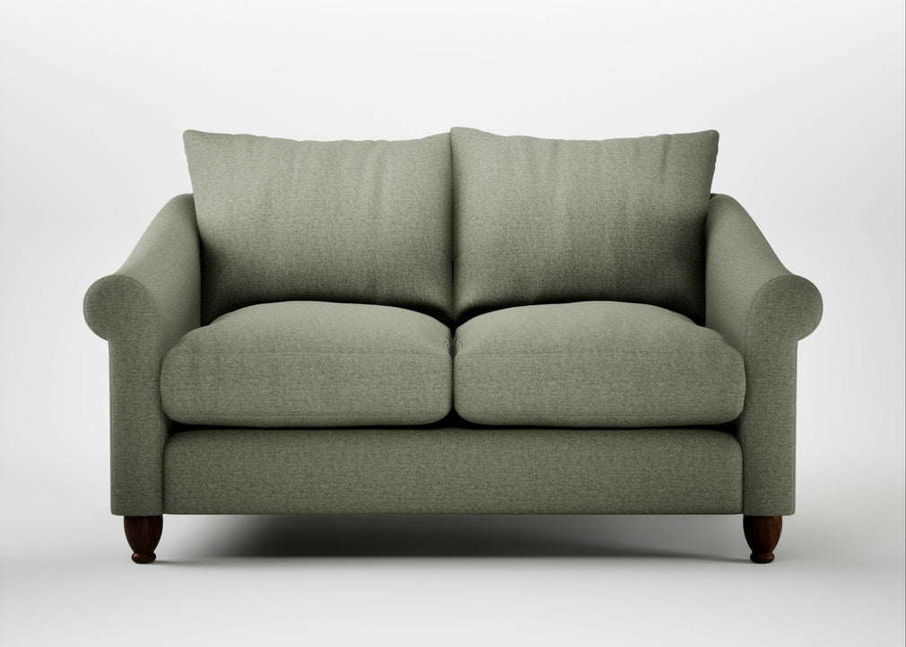 Devon 2 Seater Sofa Capelo Linen-Cotton Sage / Walnut Stained