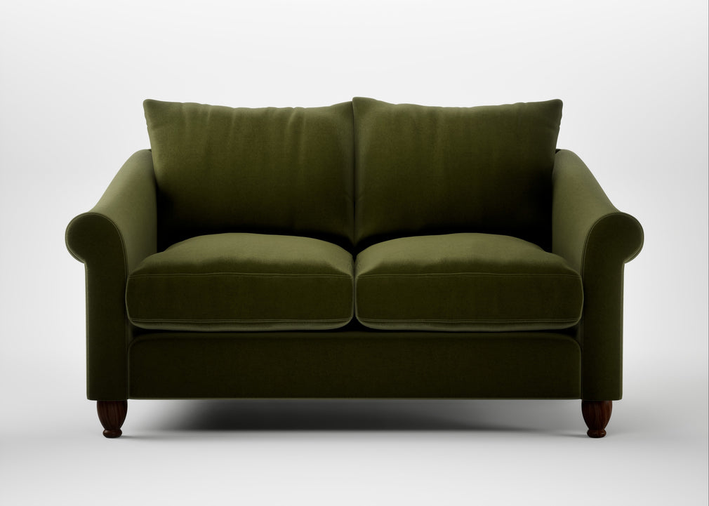 Devon 2 Seater Sofa Cotton Velvet Evergreen / Walnut Stained