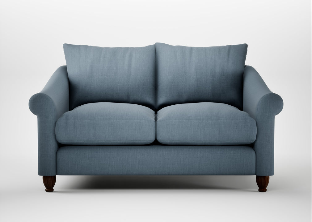 Devon 2 Seater Sofa Smart Cotton Linen Celestial / Walnut Stained