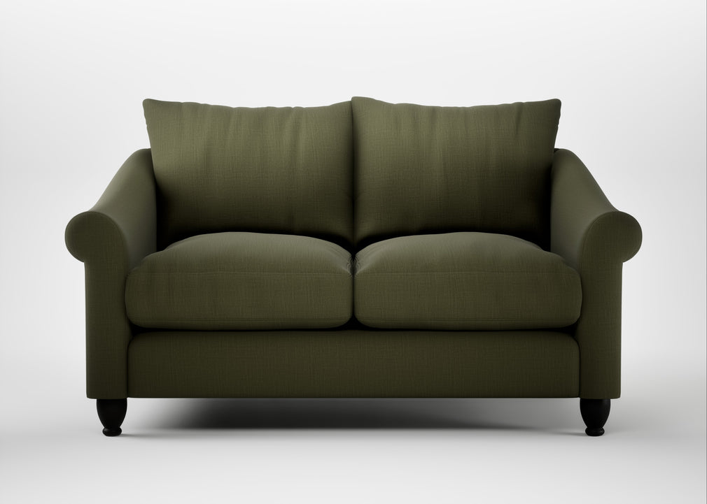 Devon 2 Seater Sofa Smart Cotton Linen Myrtle / Black
