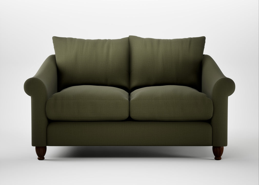 Devon 2 Seater Sofa Smart Cotton Linen Myrtle / Walnut Stained