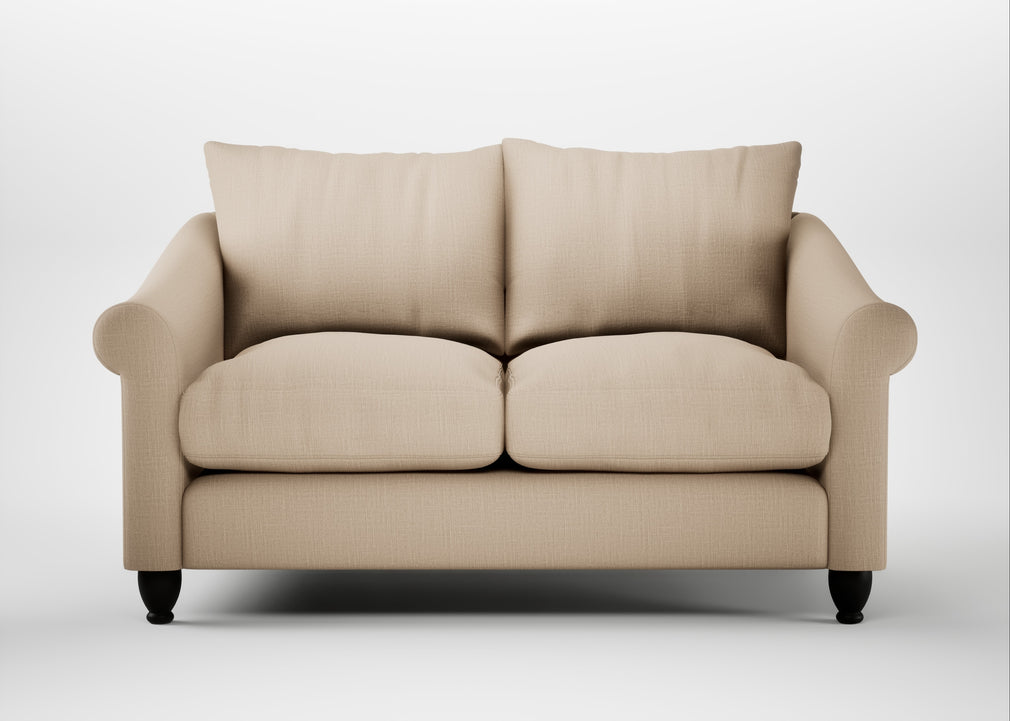Devon 2 Seater Sofa Smart Cotton Linen Rice / Black