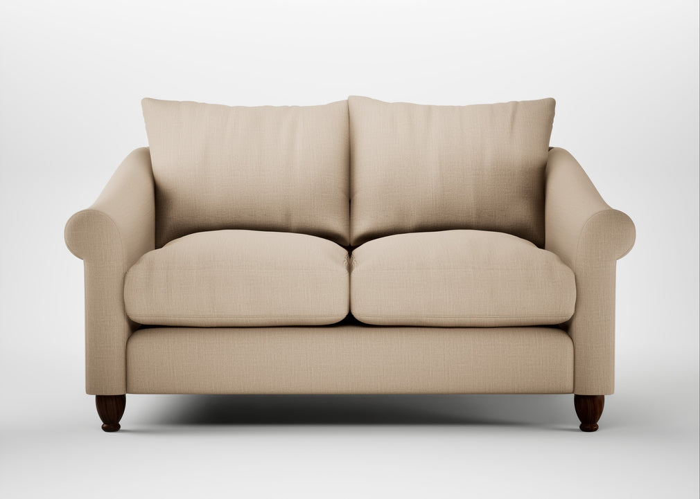 Devon 2 Seater Sofa Smart Cotton Linen Rice / Walnut Stained
