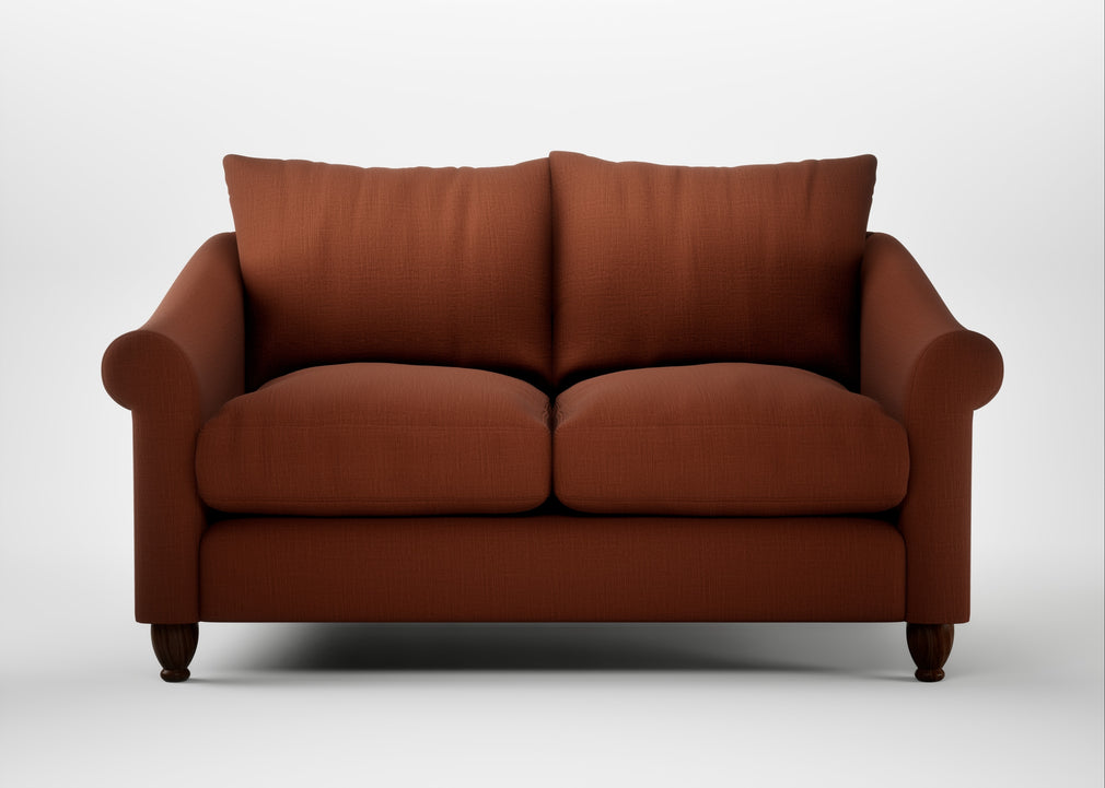 Devon 2 Seater Sofa Smart Cotton Linen Rust / Walnut Stained