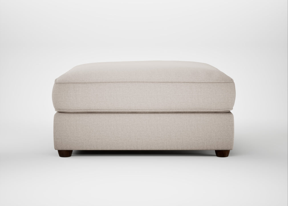 Tailor Square Footstool Capelo Linen-Cotton Sesame / Walnut Stained