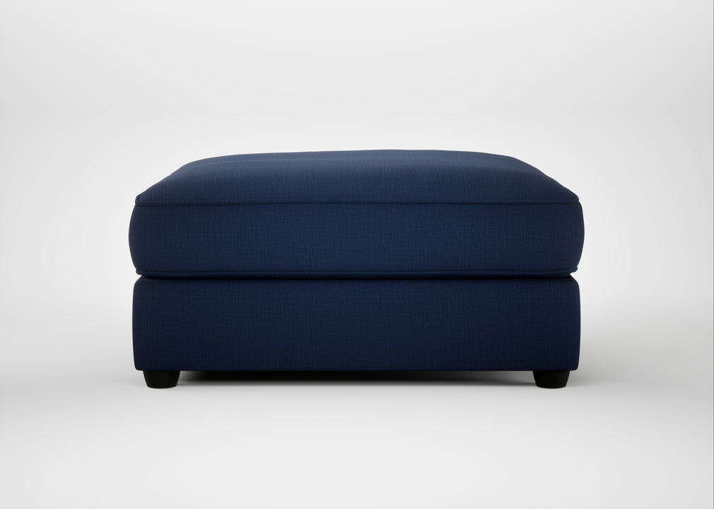 Tailor Square Footstool Smart Cotton Linen Indigo / Black