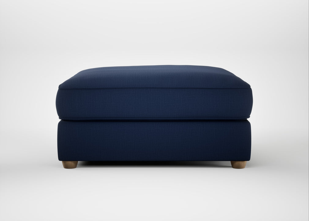 Tailor Square Footstool Smart Cotton Linen Indigo / Natural
