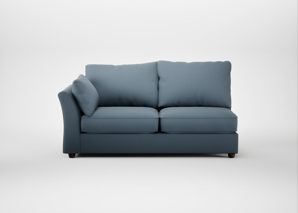 Tailor Large Left Hand Facing Corner Sofa Smart Cotton Linen Celestial / Walnut Stained
