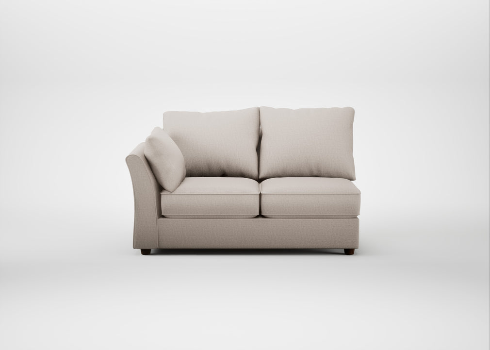 Tailor Medium Left Hand Facing Corner Unit Capelo Linen-Cotton Sesame / Walnut Stained