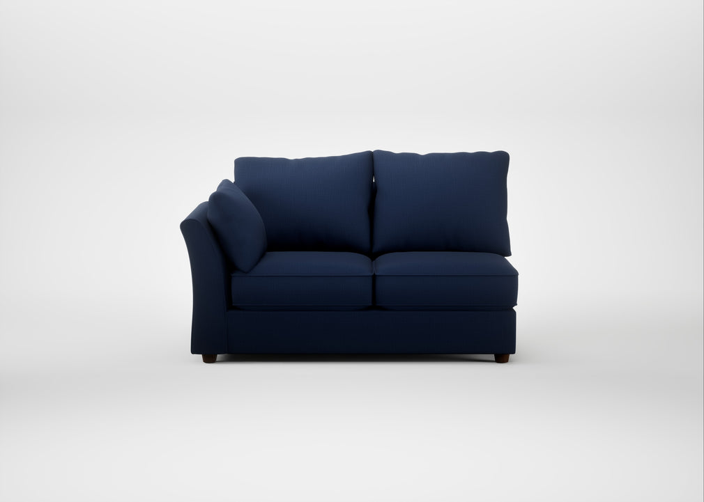 Tailor Medium Left Hand Facing Corner Unit Smart Cotton Linen Indigo / Walnut Stained