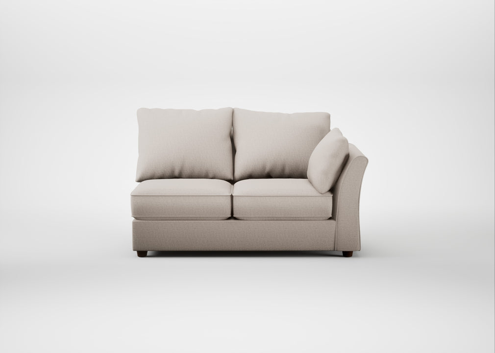 Tailor Medium Right Hand Facing Corner Unit Capelo Linen-Cotton Sesame / Walnut Stained