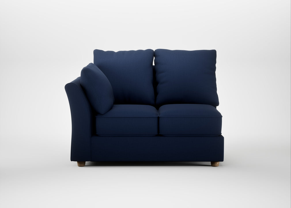 Tailor Double Left Hand Facing Corner Unit Smart Cotton Linen Indigo / Natural