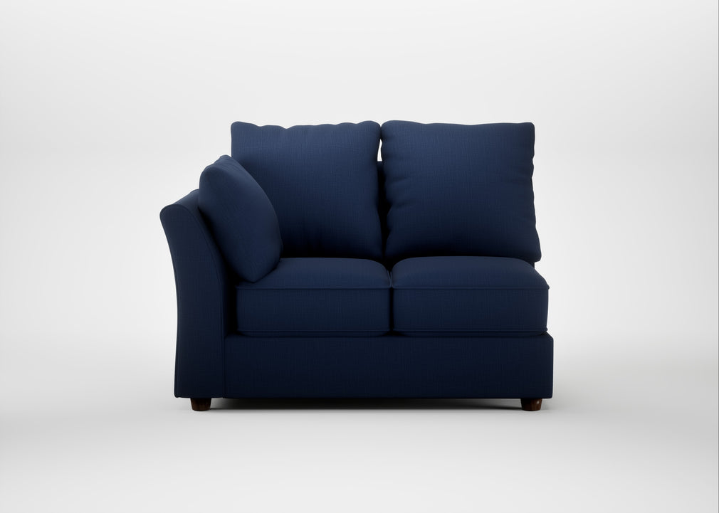 Tailor Double Left Hand Facing Corner Unit Smart Cotton Linen Indigo / Walnut Stained