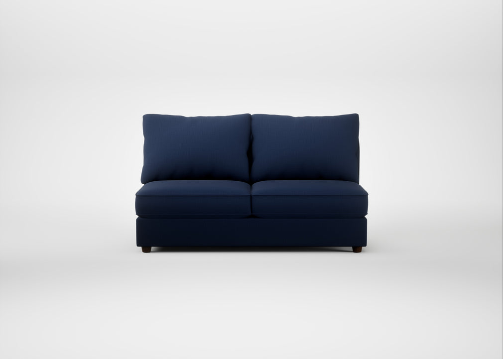 Tailor Large Armless Unit Smart Cotton Linen Indigo / Walnut Stained