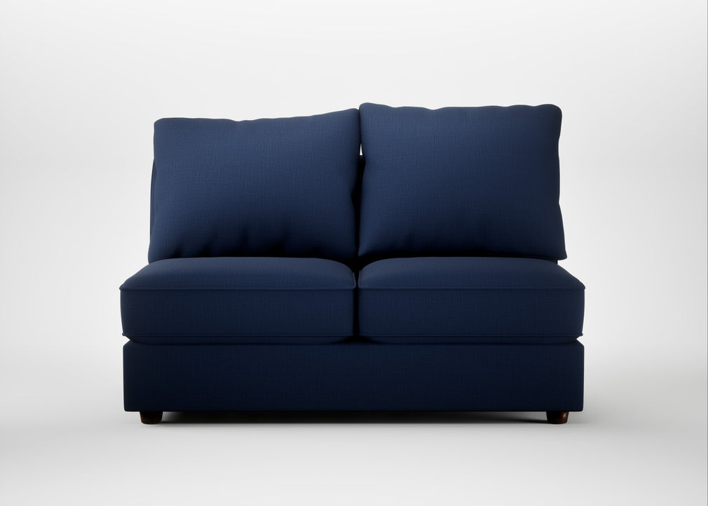 Tailor Medium Armless Unit Smart Cotton Linen Indigo / Walnut Stained