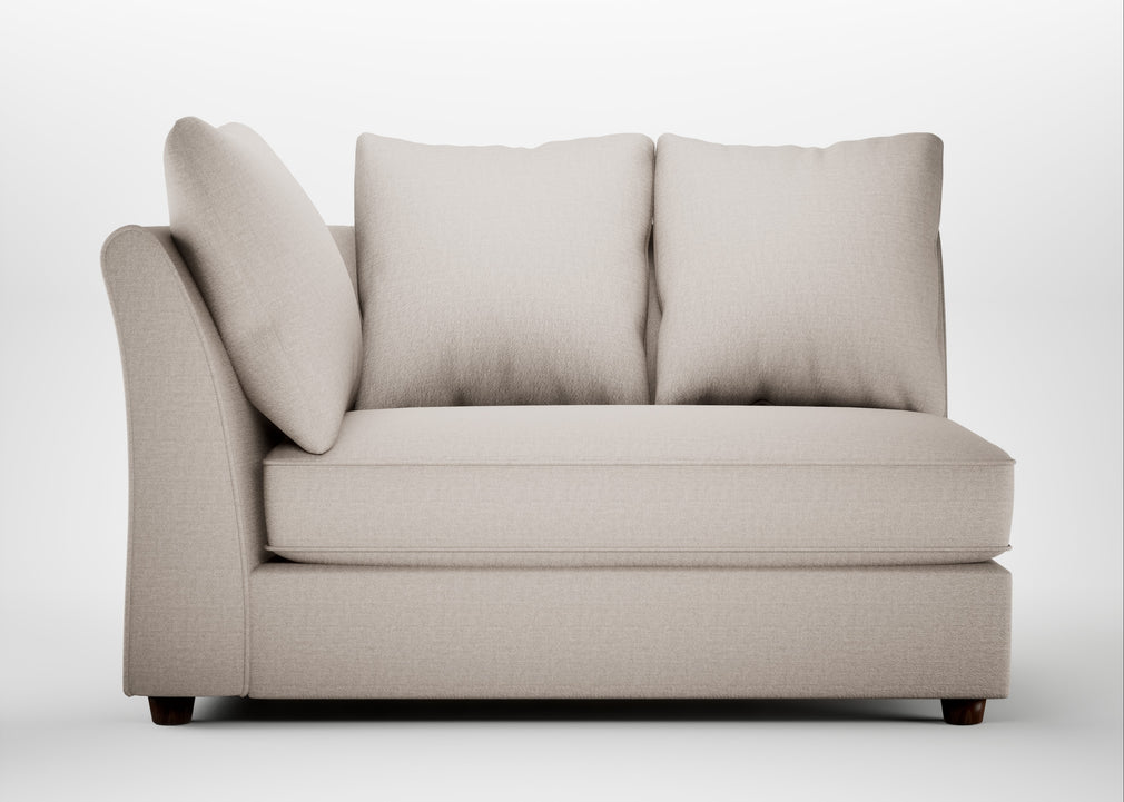 Tailor Large Curved Left Hand Facing Corner Unit Capelo Linen-Cotton Sesame / Walnut Stained