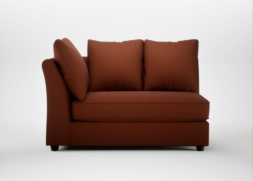 Tailor Large Curved Left Hand Facing Corner Unit Smart Cotton Linen Rust / Walnut Stained