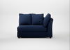 Tailor Large Curved Right Hand Facing Corner Unit Smart Cotton Linen Indigo / Walnut Stained