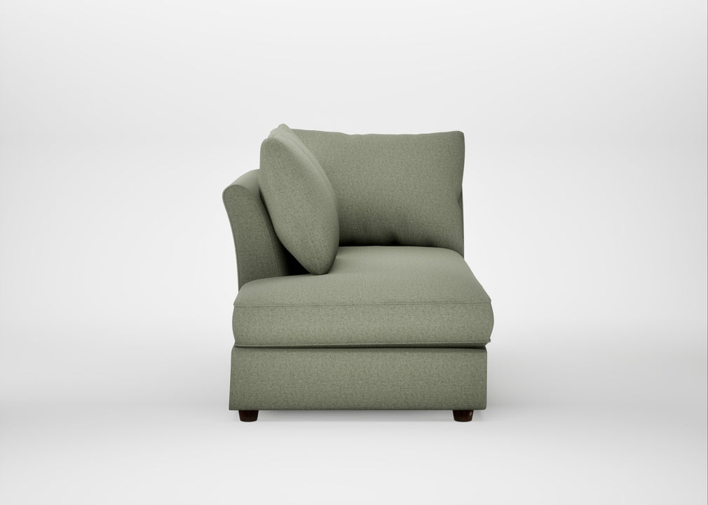 Tailor Left Hand Facing Chaise Unit Capelo Linen-Cotton Sage / Walnut Stained