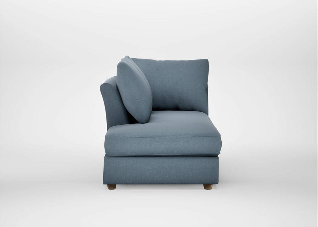 Tailor Left Hand Facing Chaise Unit Smart Cotton Linen Celestial / Natural