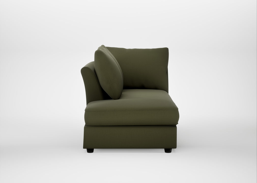 Tailor Left Hand Facing Chaise Unit Smart Cotton Linen Myrtle / Black