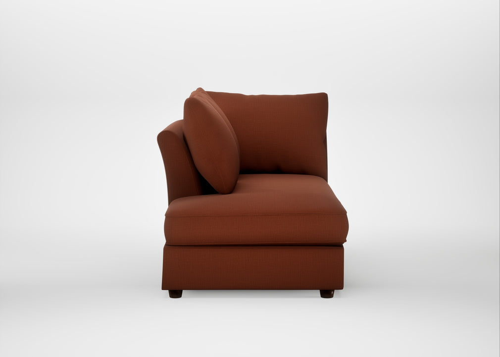 Tailor Left Hand Facing Chaise Unit Smart Cotton Linen Rust / Walnut Stained
