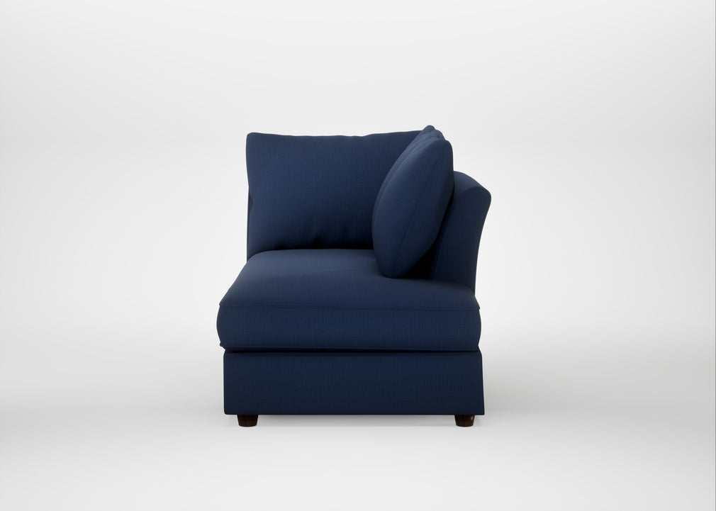 Tailor Right Hand Facing Chaise Unit Smart Cotton Linen Indigo / Walnut Stained