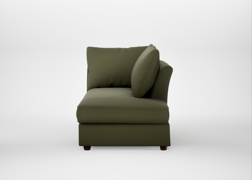Tailor Right Hand Facing Chaise Unit Smart Cotton Linen Myrtle / Walnut Stained