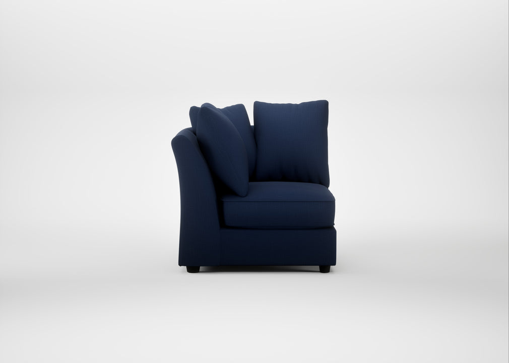 Tailor Curved Left Hand Facing Corner Unit Smart Cotton Linen Indigo / Black