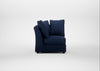 Tailor Curved Left Hand Facing Corner Unit Smart Cotton Linen Indigo / Walnut Stained