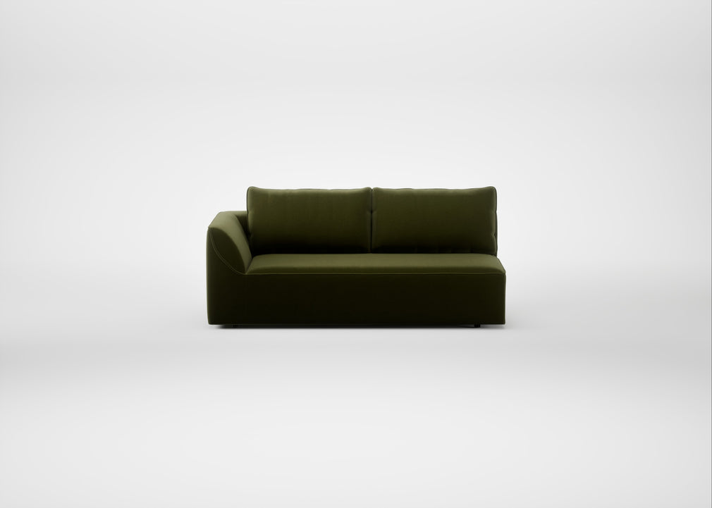 Morven Left Hand Facing 3 Seater Cotton Velvet Evergreen