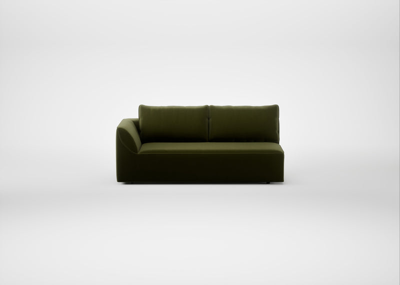 Morven Left Hand Facing 3 Seater Cotton Velvet Evergreen