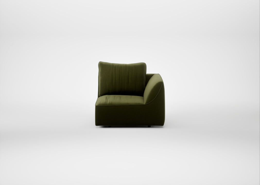 Morven Right Hand Facing Single Unit Cotton Velvet Evergreen