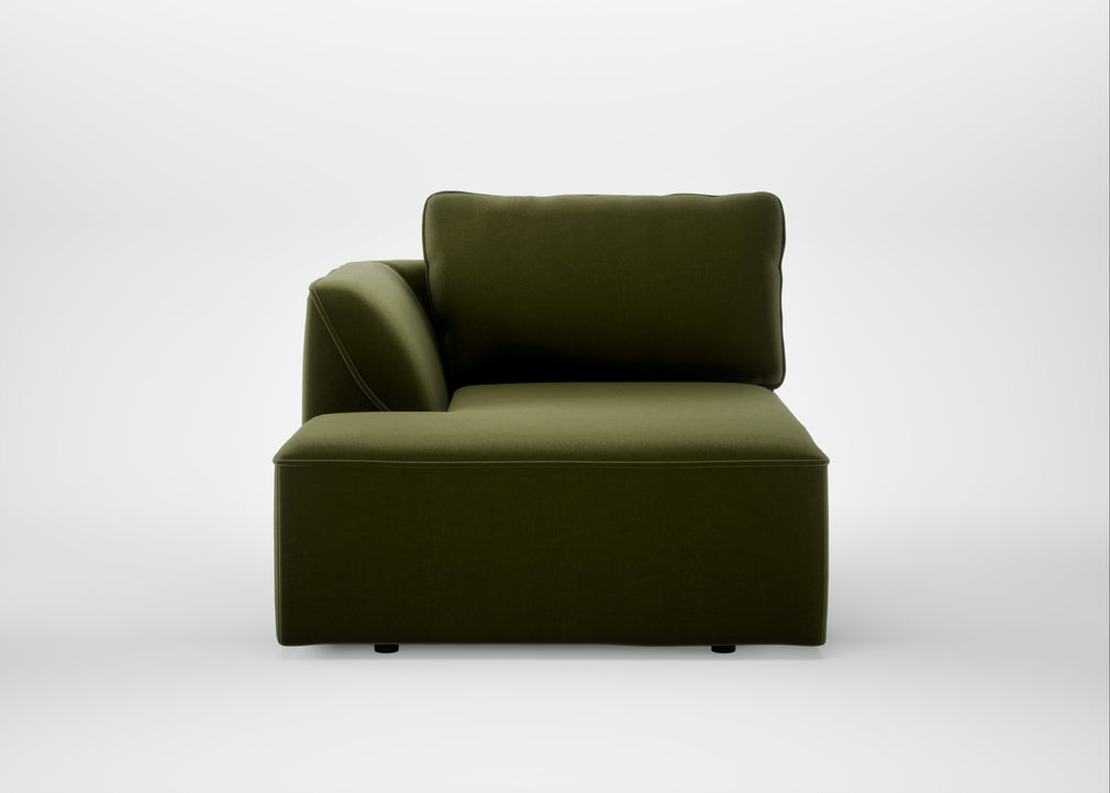 Morven Left Hand Facing Chaise Unit Cotton Velvet Evergreen