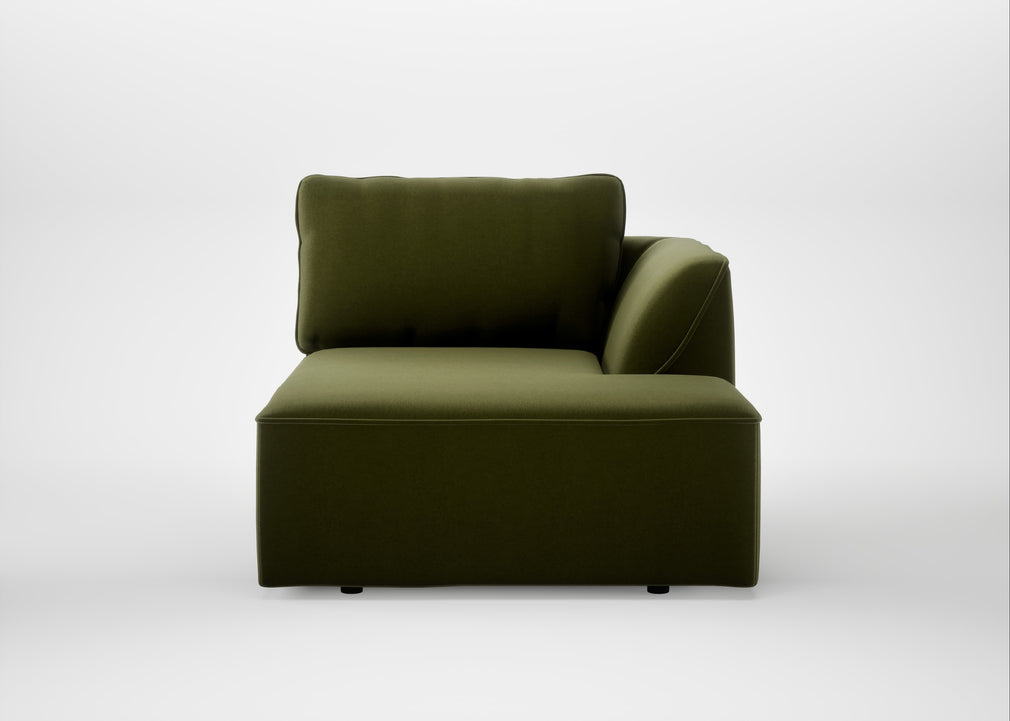 Morven Right Hand Facing Chaise Unit Cotton Velvet Evergreen