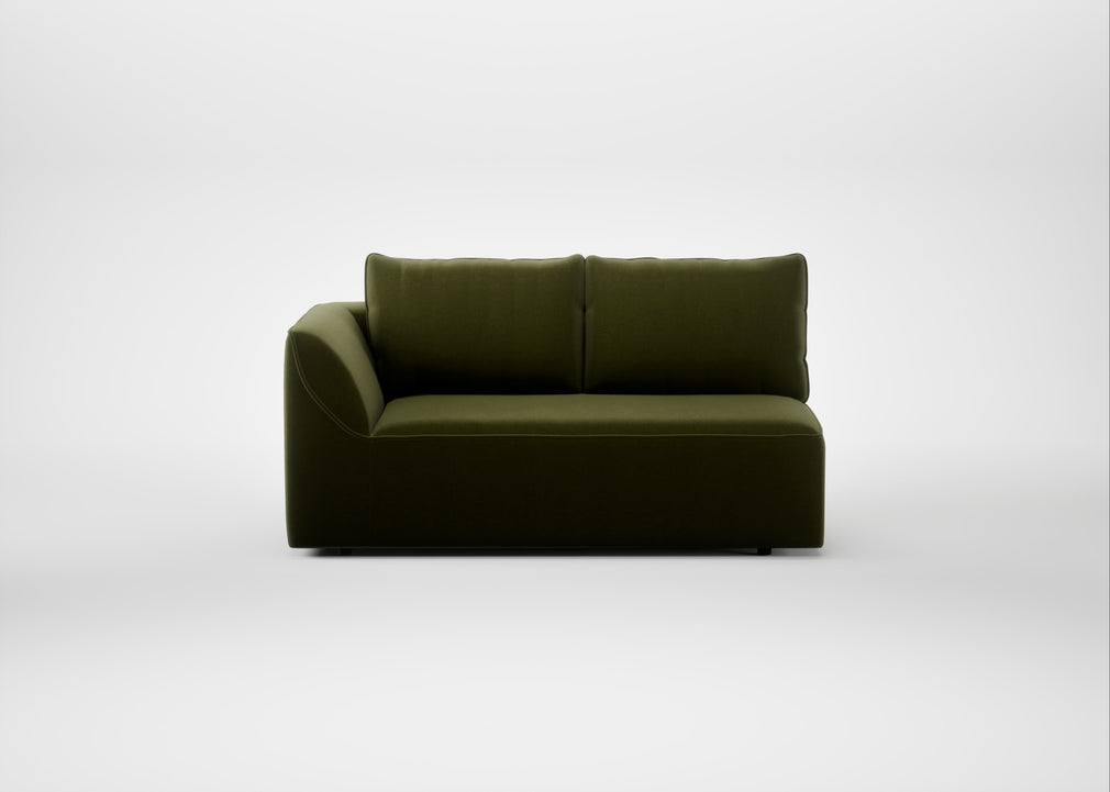 Morven Left Hand Facing 2 Seater Unit Cotton Velvet Evergreen
