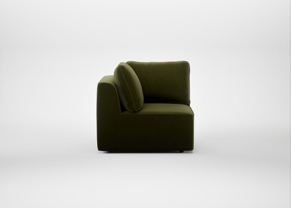 Morven Corner Unit Cotton Velvet Evergreen