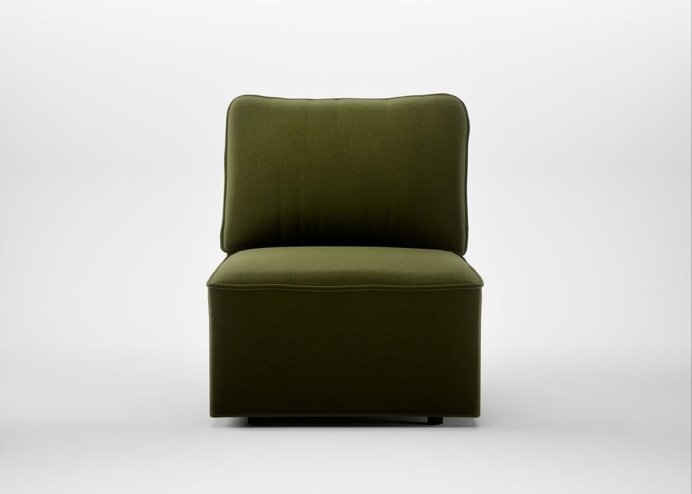 Morven Single Unit Cotton Velvet Evergreen