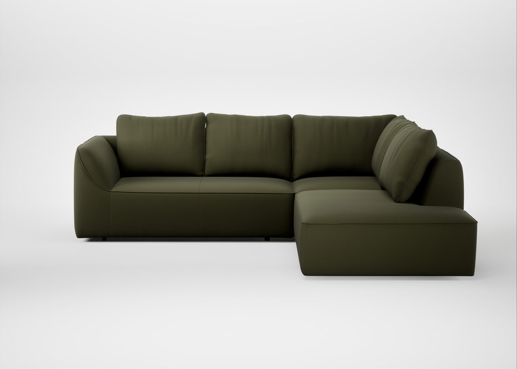 Morven Right Hand Facing Large Corner Sofa Smart Cotton Linen Myrtle