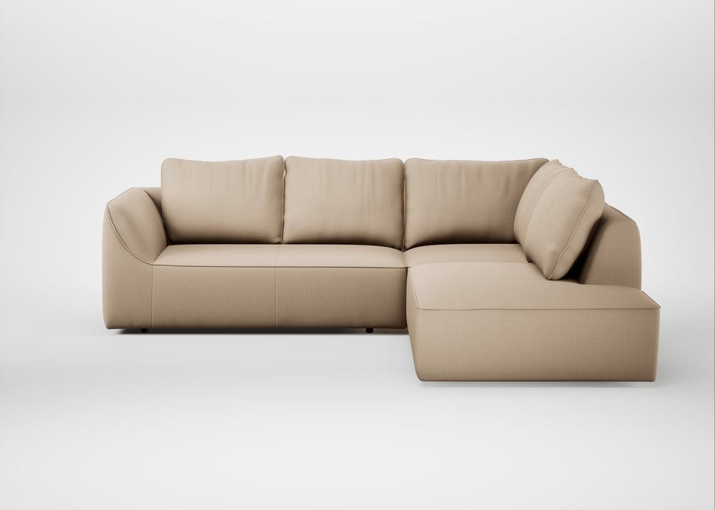 Morven Right Hand Facing Large Corner Sofa Smart Cotton Linen Rice