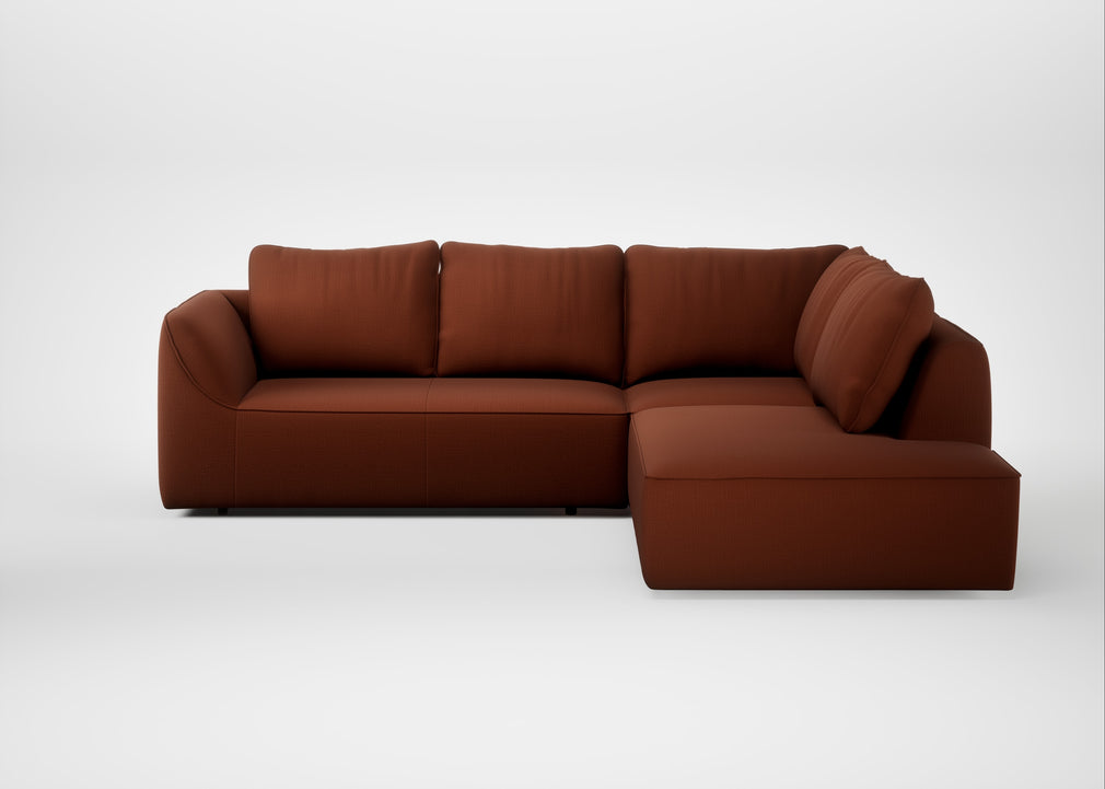 Morven Right Hand Facing Large Corner Sofa Smart Cotton Linen Rust