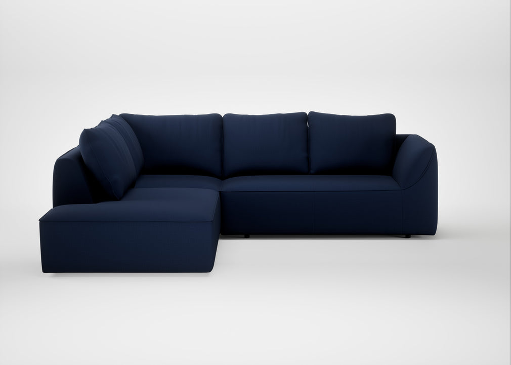 Morven Left Hand Facing Large Corner Sofa Smart Cotton Linen Indigo