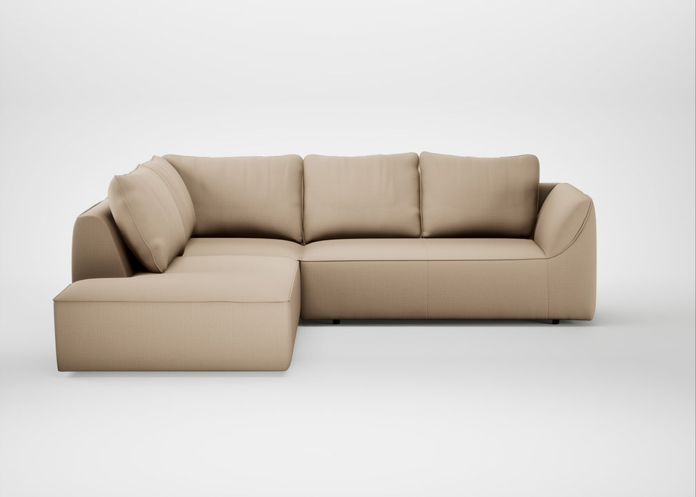 Morven Left Hand Facing Large Corner Sofa Smart Cotton Linen Rice