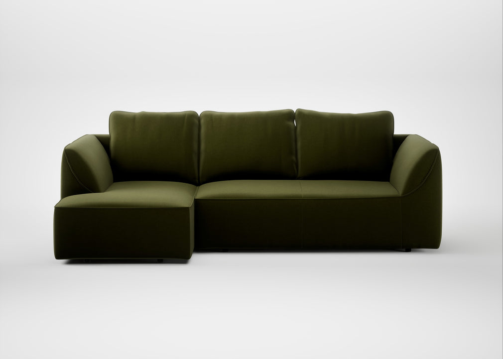 Morven Left Hand Facing Chaise Sofa Cotton Velvet Evergreen