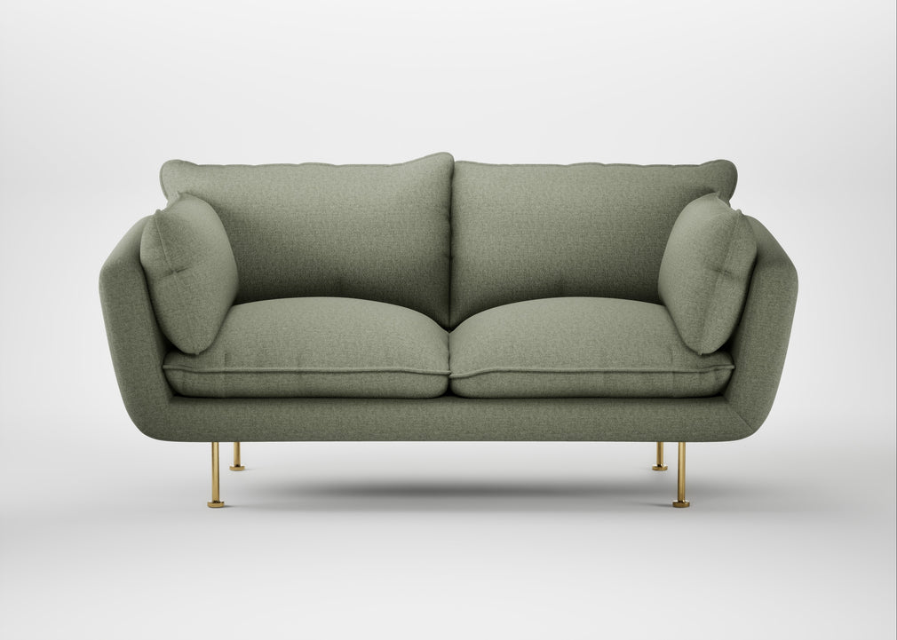 Allora 2 Seater Sofa Capelo Linen-Cotton Sage / Brass