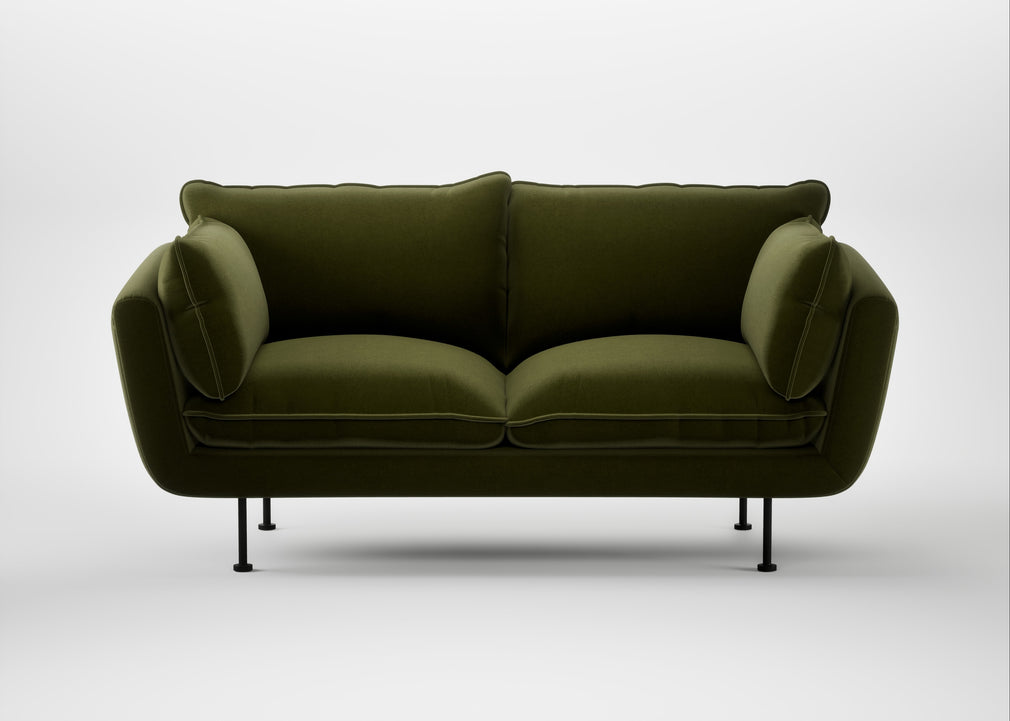 Allora 2 Seater Sofa Cotton Velvet Evergreen / Black